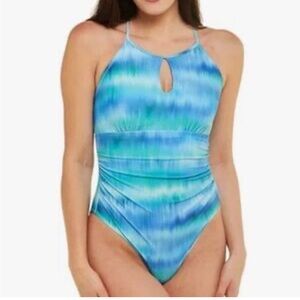 Tahari Keyhole‎ One Piece Swimsuit blue NEW